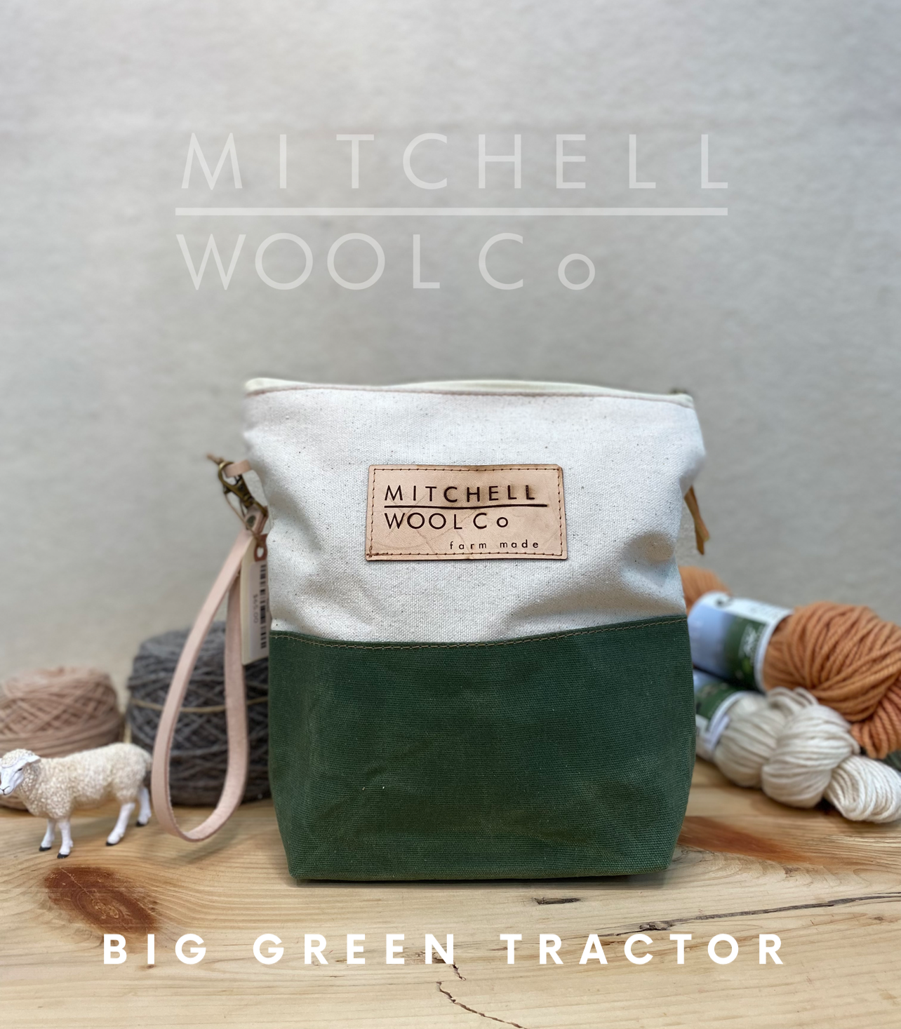 Pipsqueak bag front view of Big Green Tractor.