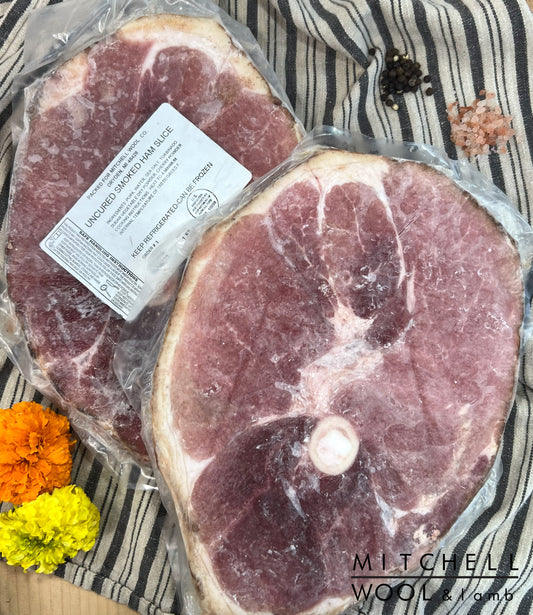 Smoked Bone-In Ham Slices- Single cuts Pasture Raised/Corn Free Pork