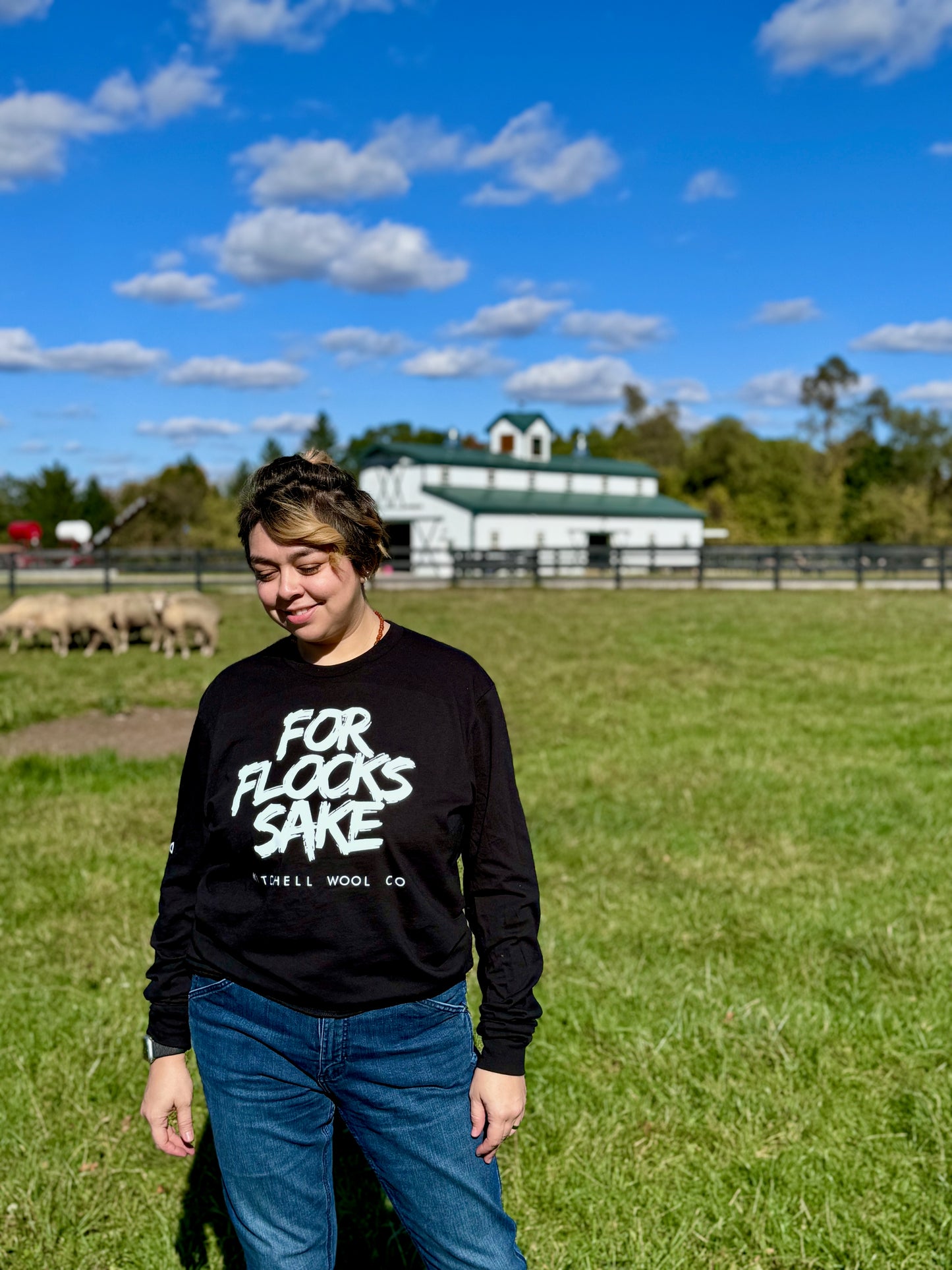 FOR FLOCKS SAKE *NEW* -Organic Cotton LONG SLEEVE Tee Shirt BLACK