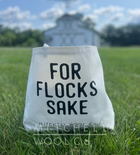 FOR FLOCKS SAKE- say it loud and Proud! Black screenprint on a natural cotton USA made tote