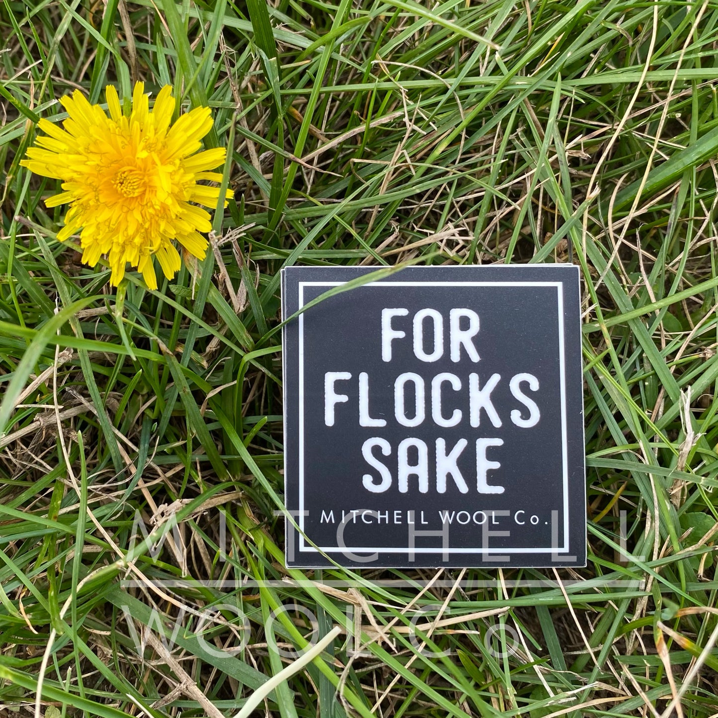 For Flocks Sake matte black 2" square sticker