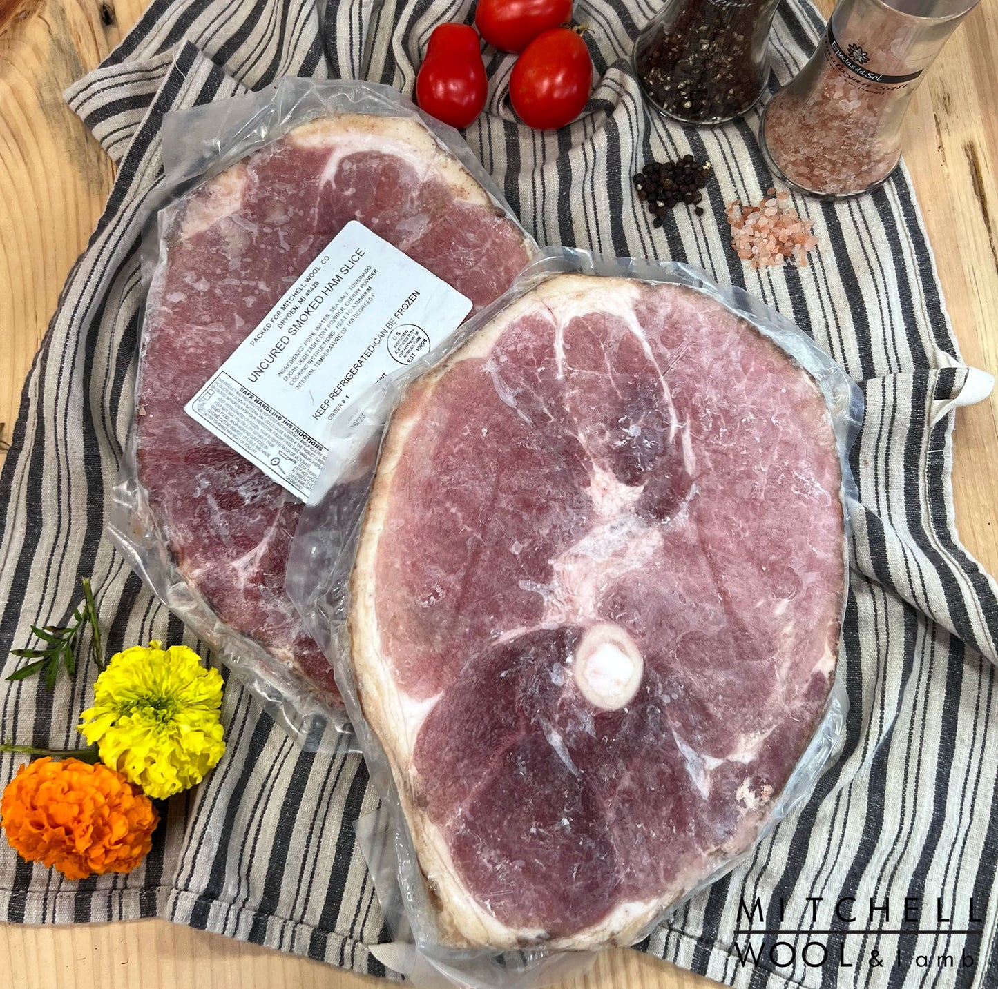Smoked Bone-In Ham Slices- Single cuts Pasture Raised/Corn Free Pork