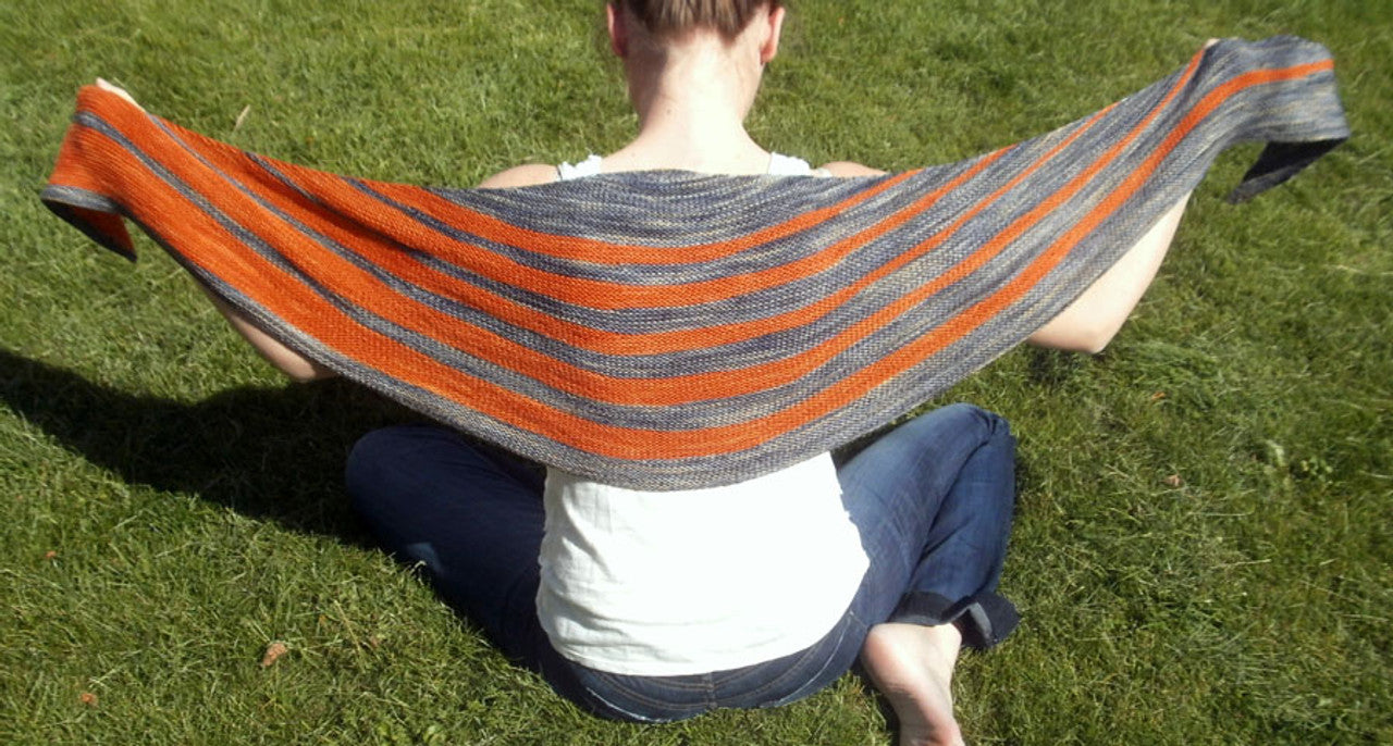 a two color worsted shawl by Amy Miller using 220 yds each of two colors