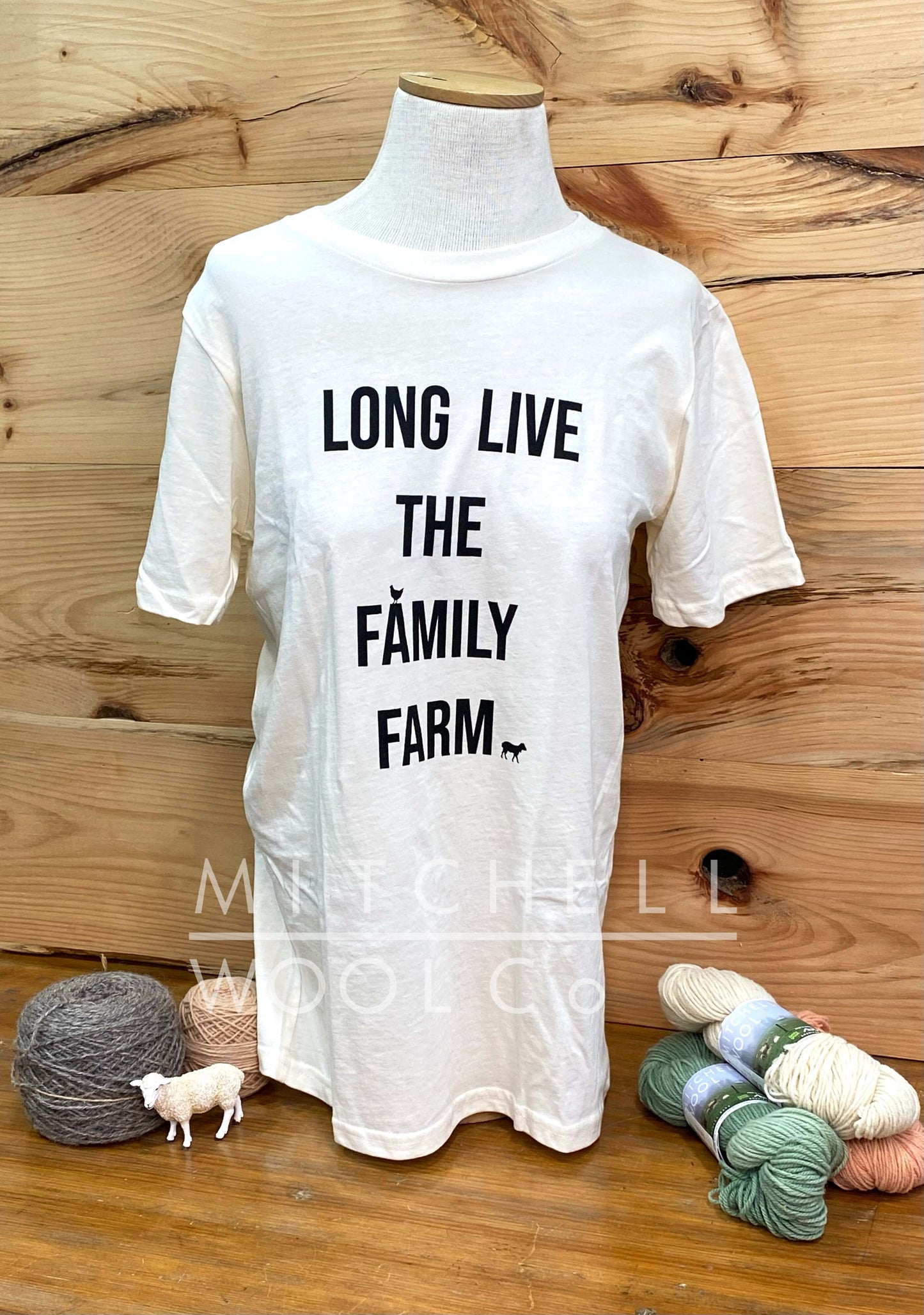 LONG LIVE THE FAMILY FARM - Natural Organic Cotton Tee Shirt -