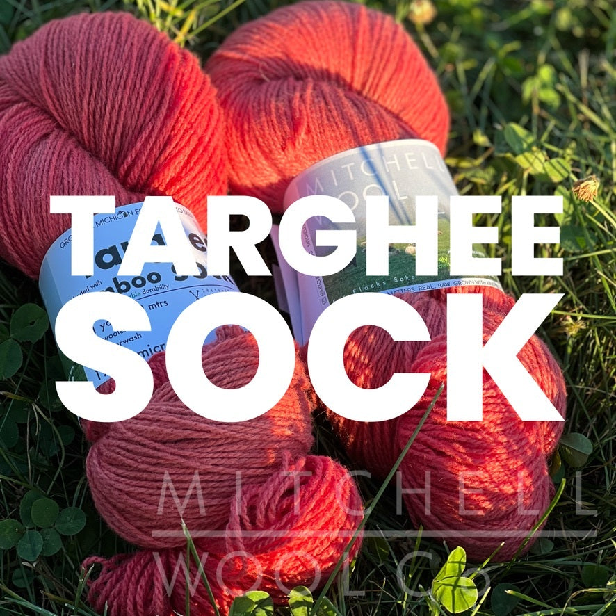 targhee sock in the sunshine- madder red