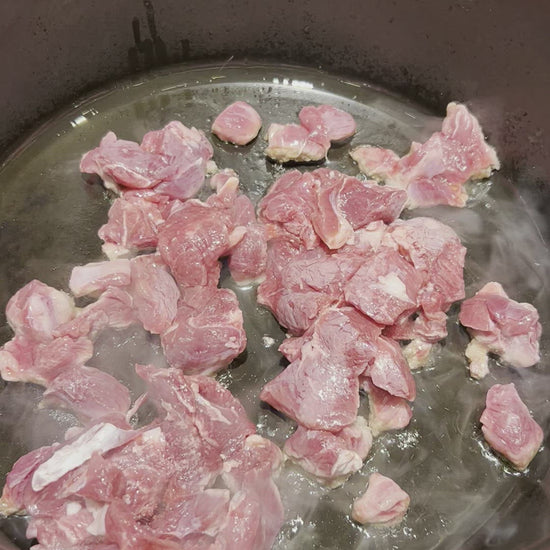 sear in a hot cast iron with oil to lock in flavor then cook low and slow. Perfect for the dutch oven or crockpot. 